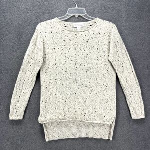 Design History Pure Cashmere Sweater Womens Medium beige eyelet high‎ & low